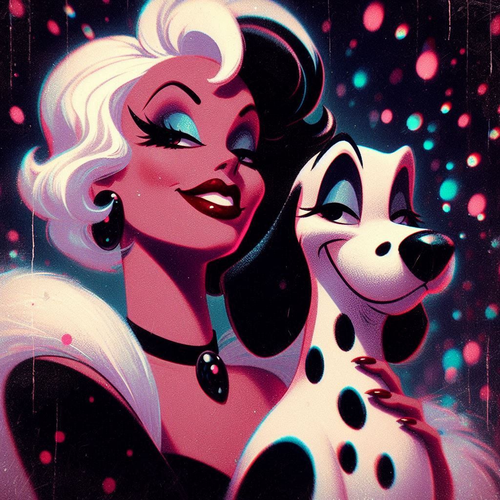 Cruella De Vil Posing with Dalmatine