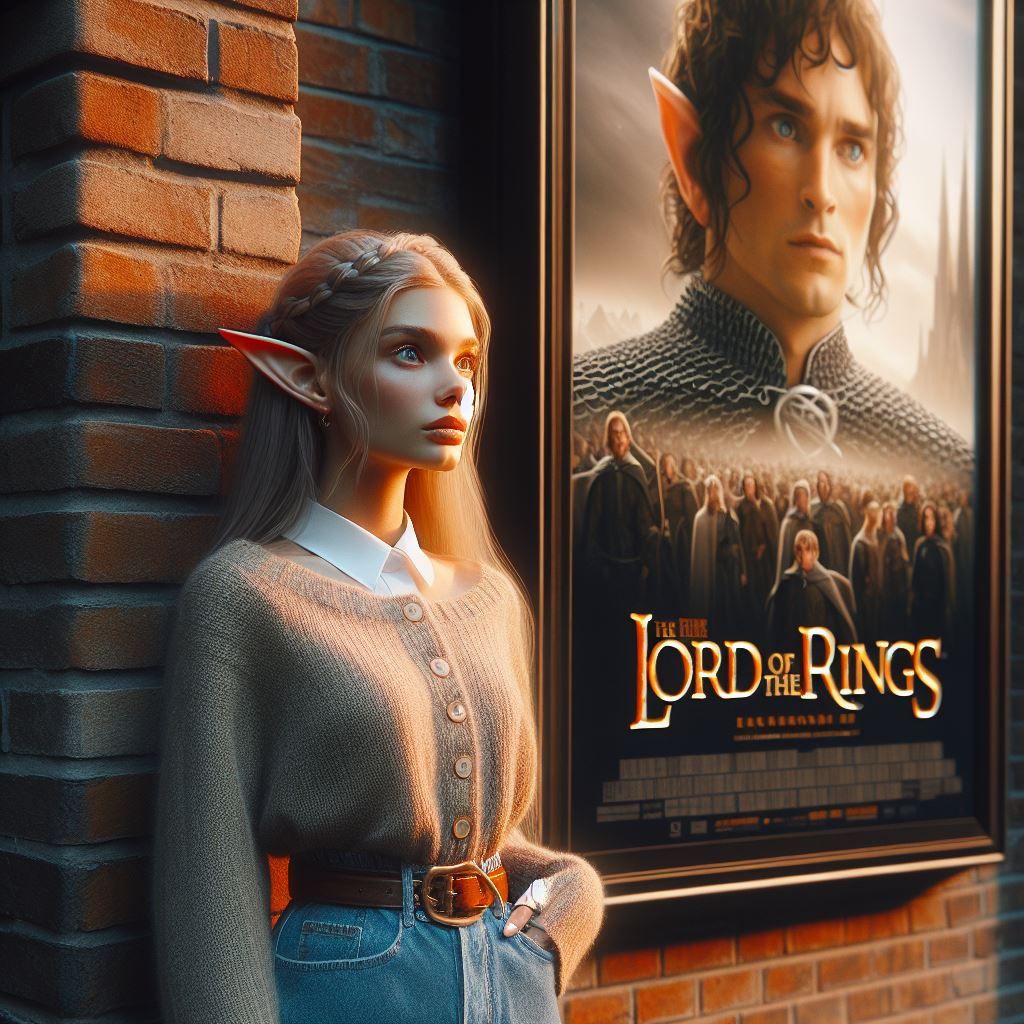 modern elf girl at movie theather