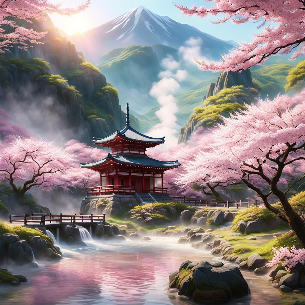 Cherry blossoms in the Spring  by @Lilsilverfish