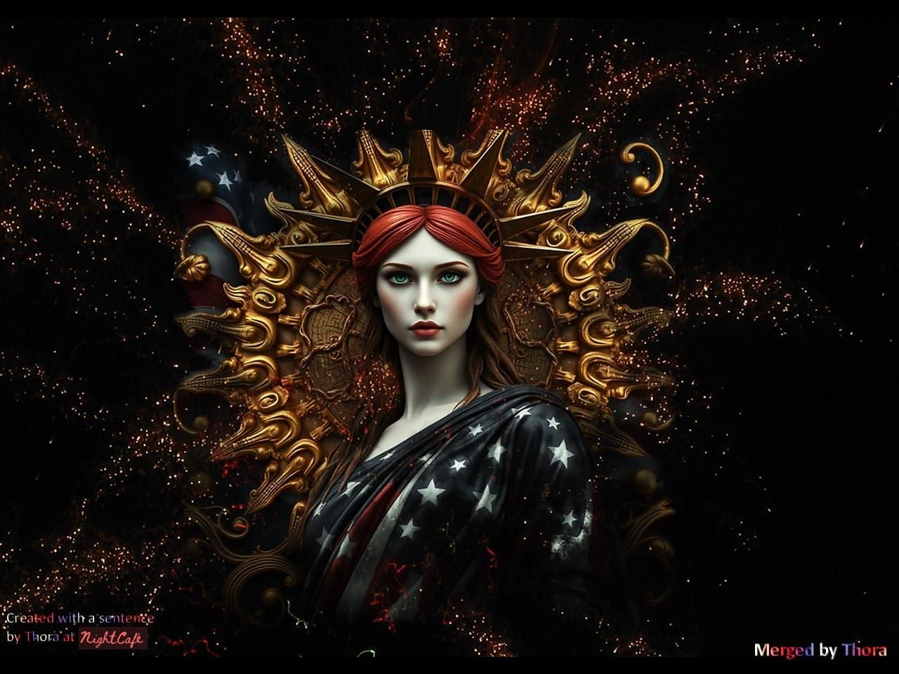 Lady Liberty - Happy 4th July (merged with a firework pictur...