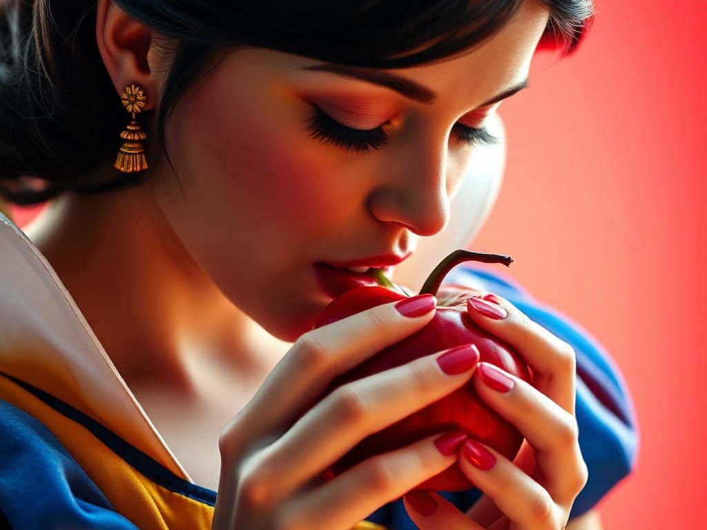 Snow White bites the poisoned apple
