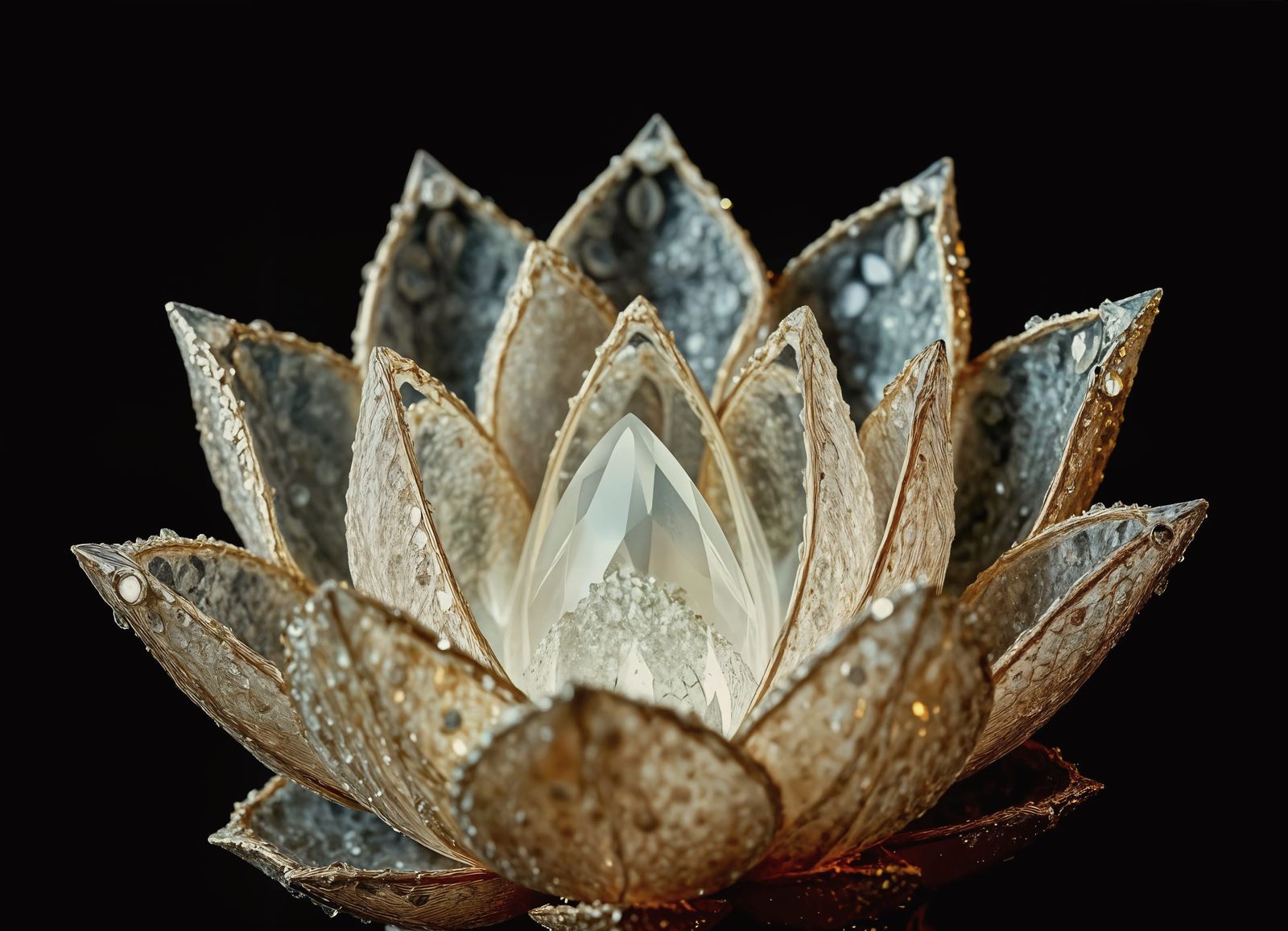 Lotus Flower made of geode druzy crystals, atmospheric mysticism, best quality, stunning, beautiful,… ...  by @g r r c