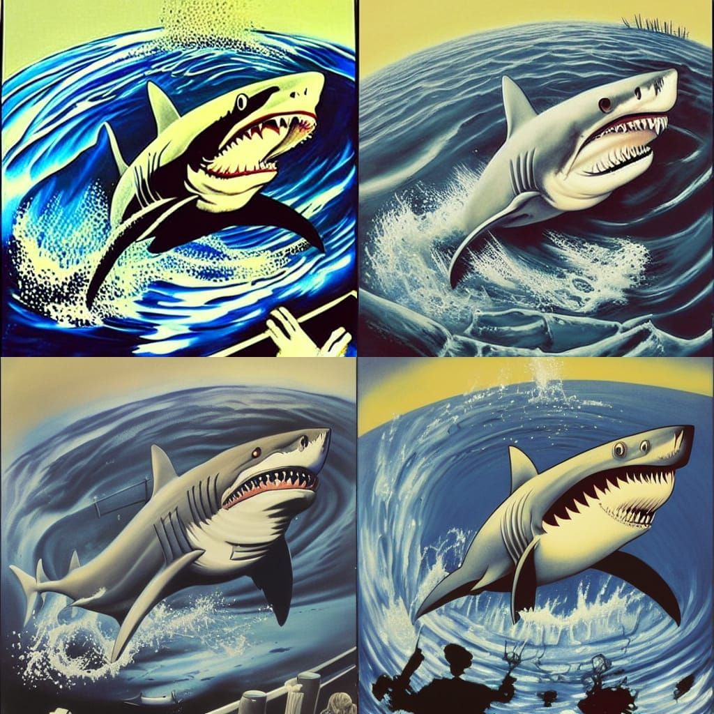 A perfect complete masterpiece painting of a shark by Philip...