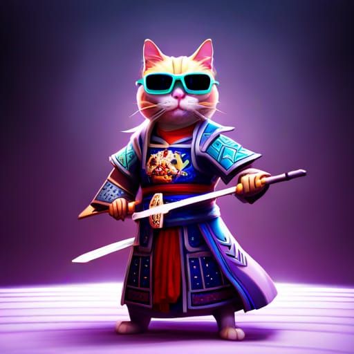 Cool Cat Samurai - AI Generated Artwork - NightCafe Creator