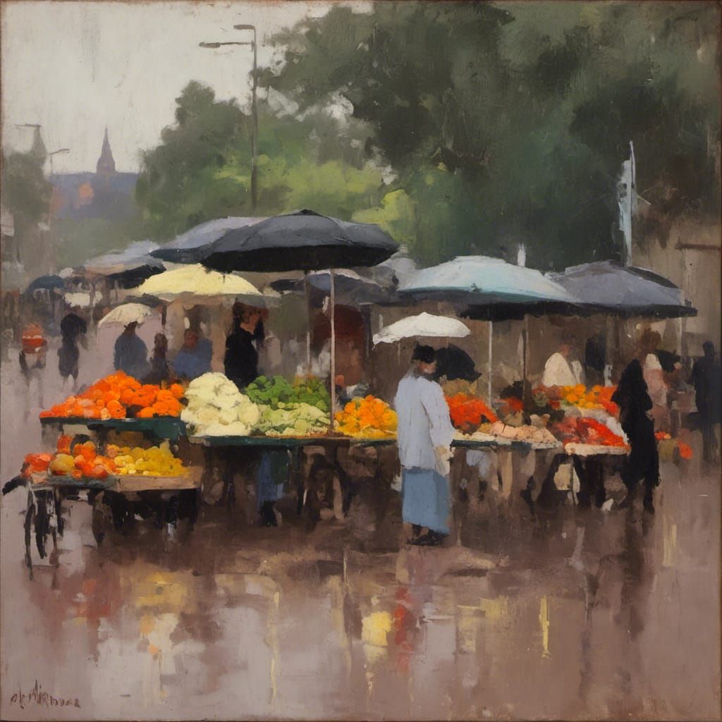 Fruit and veg market stall.