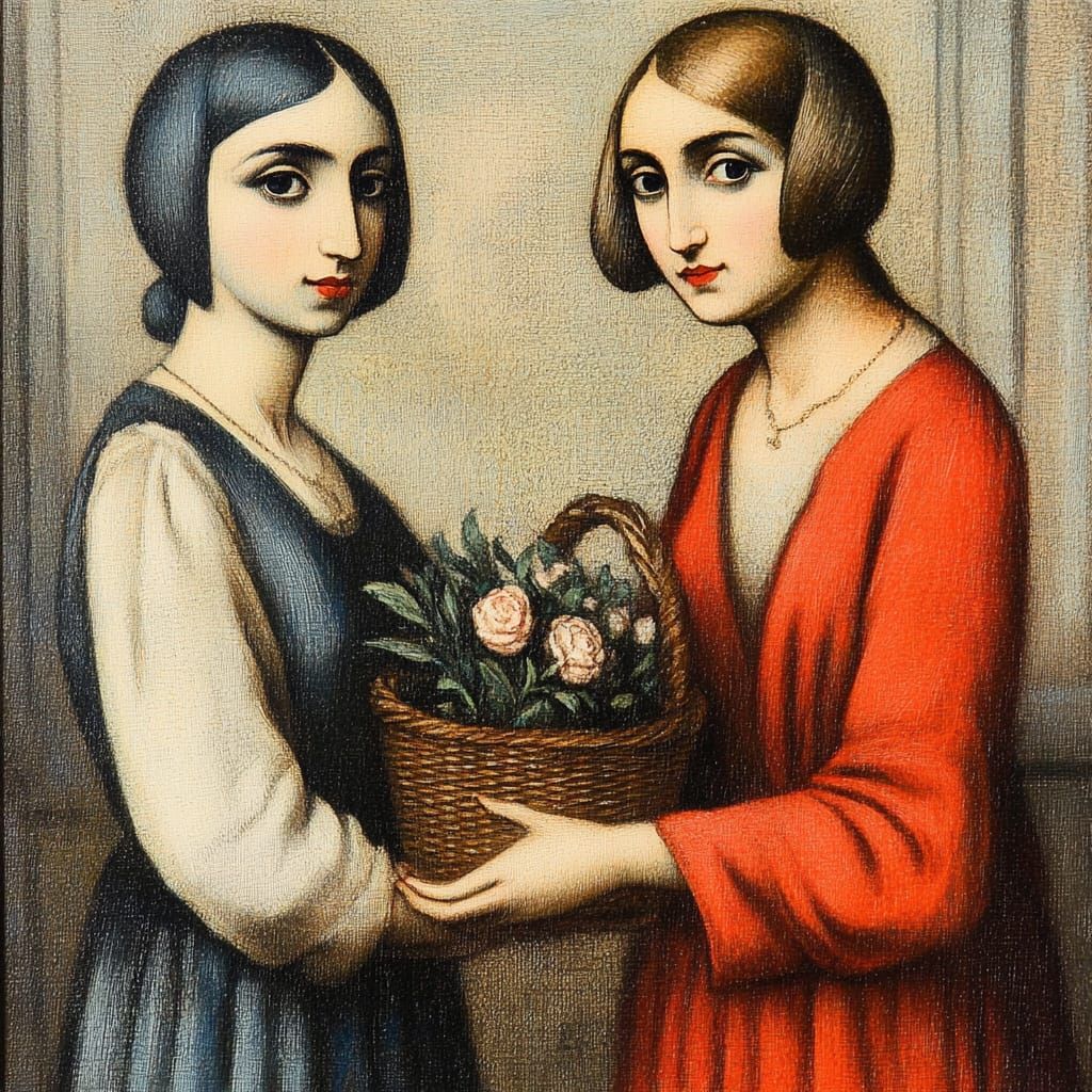 two women holding flowers