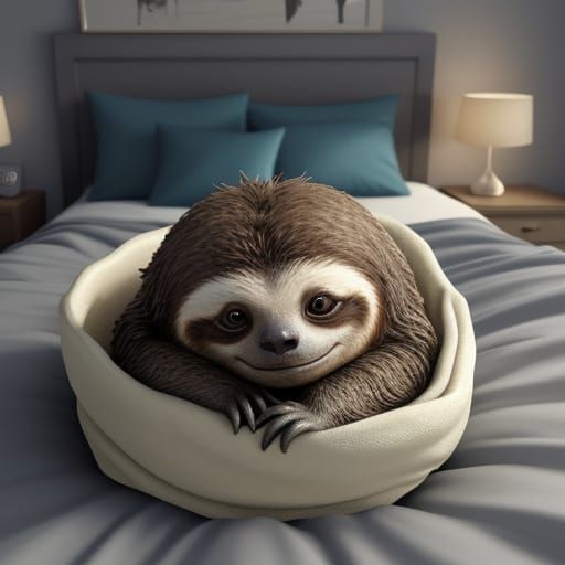Lazy Sloth Wakes Up to Turn Off Alarm Clock in Pixar Style