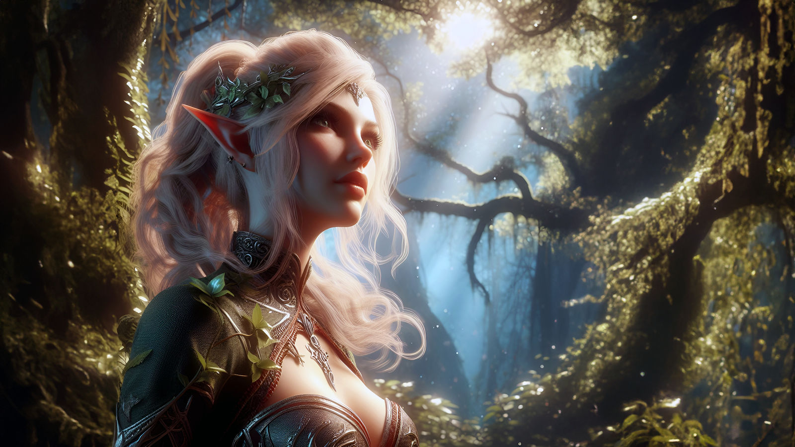 gorgeous elf girl at forest