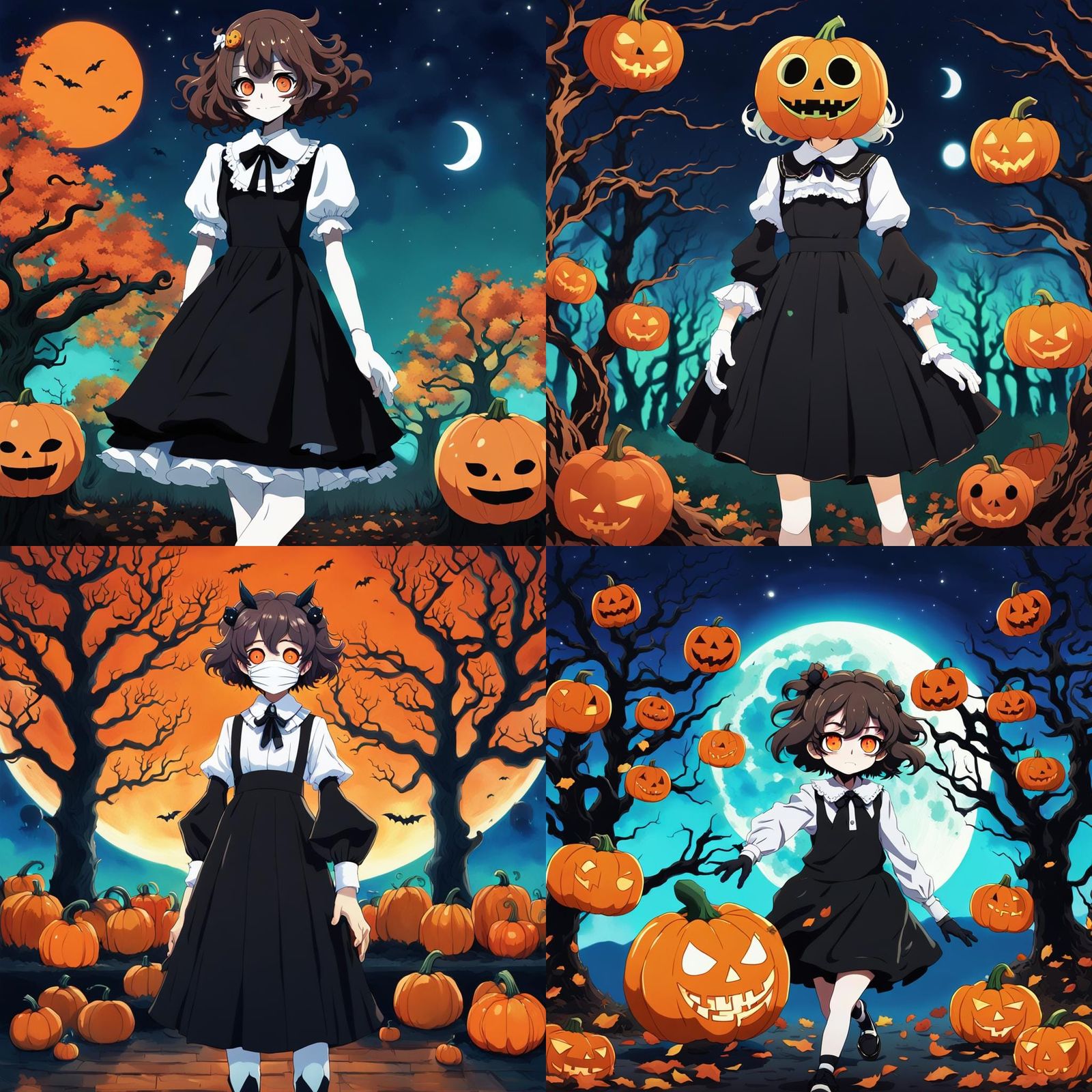 A far out photo of a genderswapped version of pump from spooky month and Friday  night funkin,(pump wears an orange pumpkin mask she has blac... - AI  Generated Artwork - NightCafe Creator