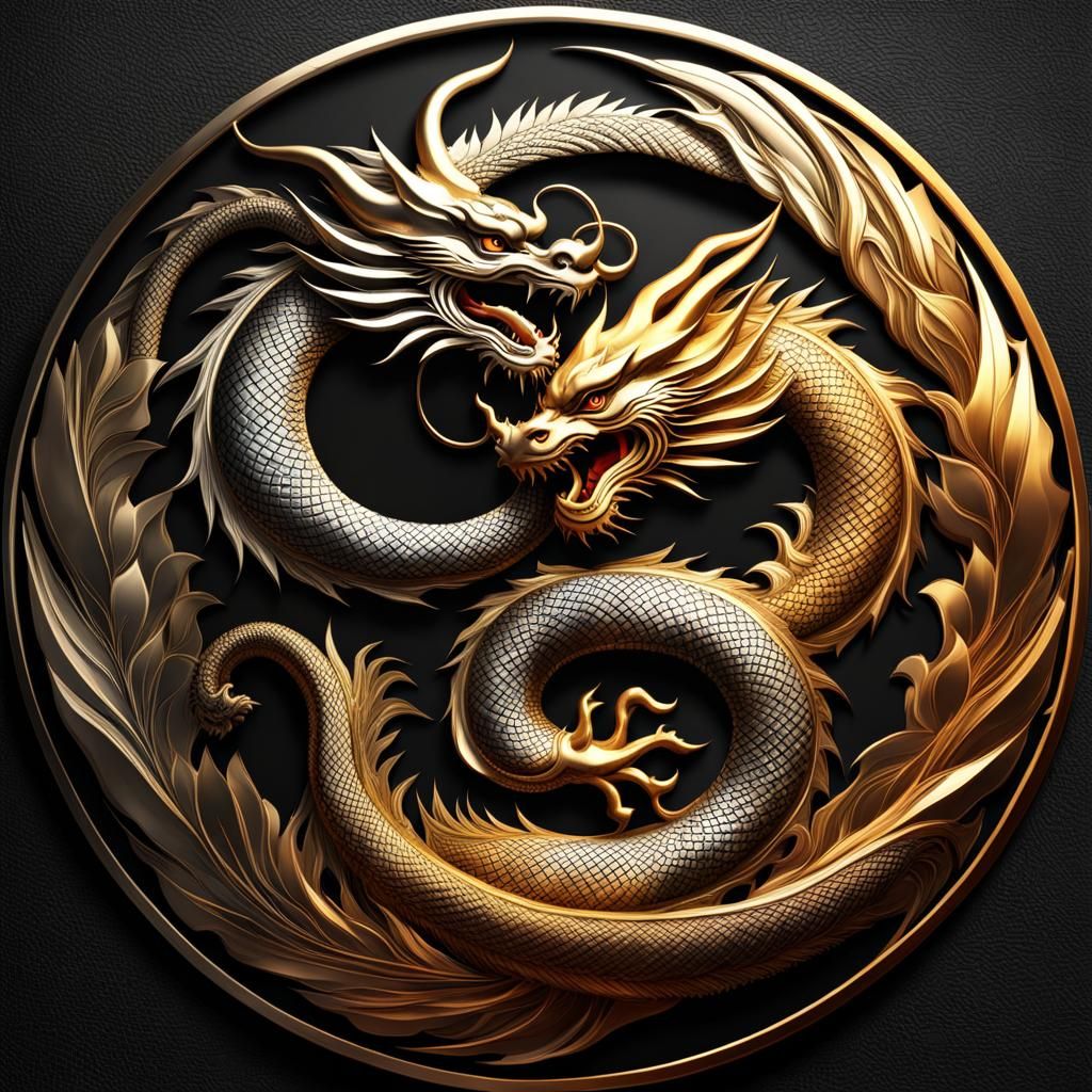 chinese dragon in circle - AI Generated Artwork - NightCafe Creator