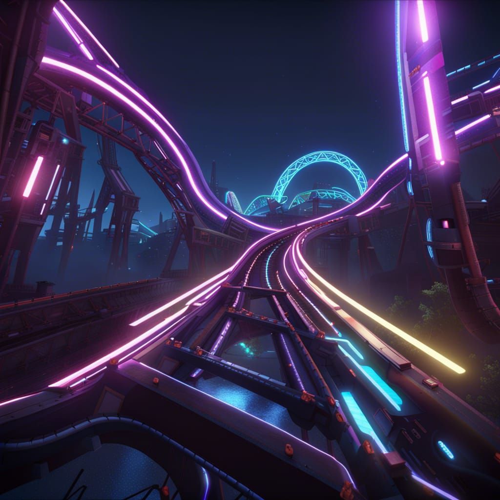 Cyberpunk Rollercoaster - AI Generated Artwork - NightCafe Creator