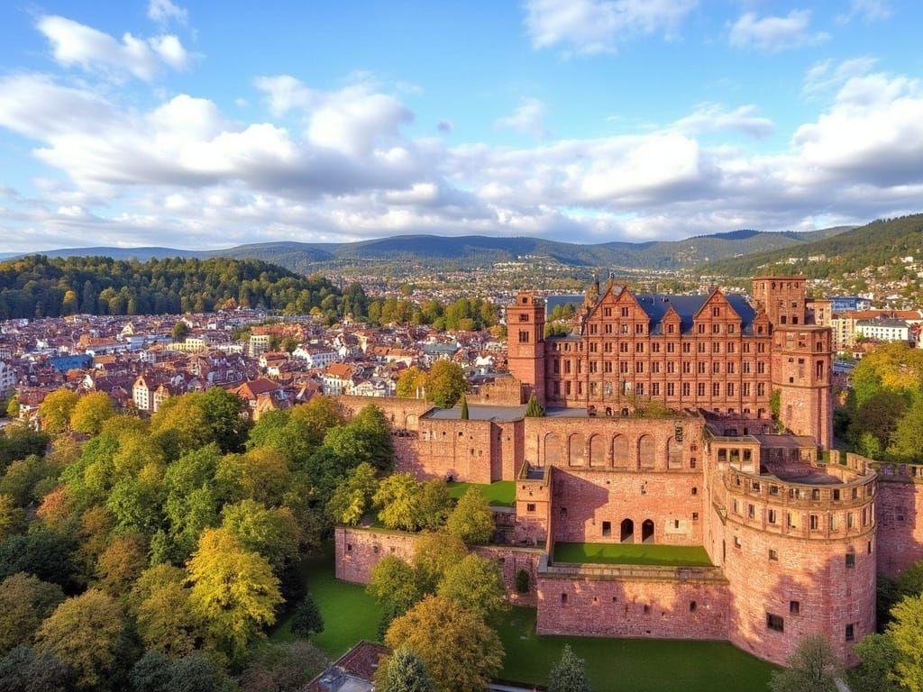 <lora:Heidelberg Castle:1.2>Heidelberg Castle in spring, city on the river below, 8k resolution, HDR