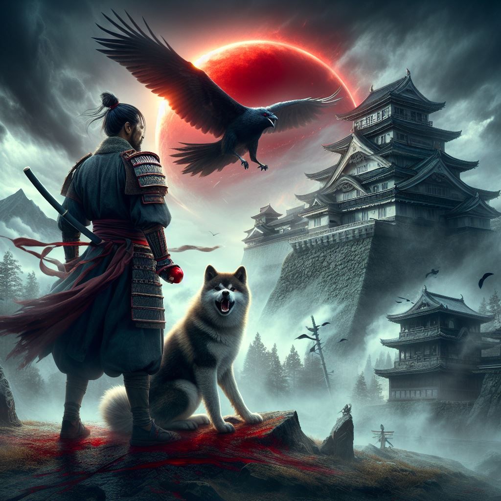 samurai and Japanese akita