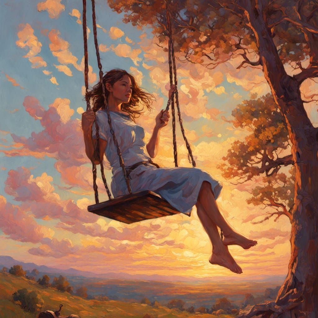 girl on a swing golden hour  by @RubySkube