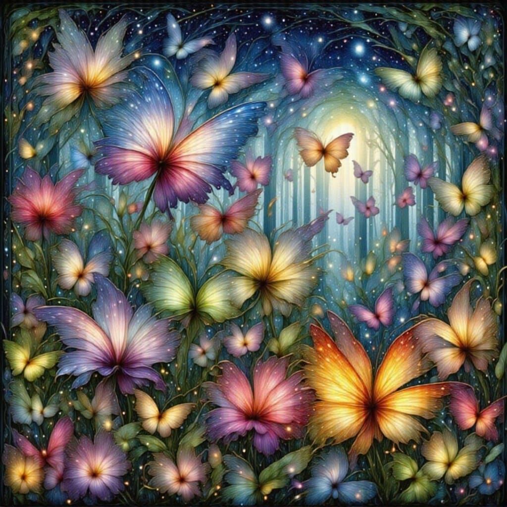  Flowers becoming butterflies in the mystical hour
