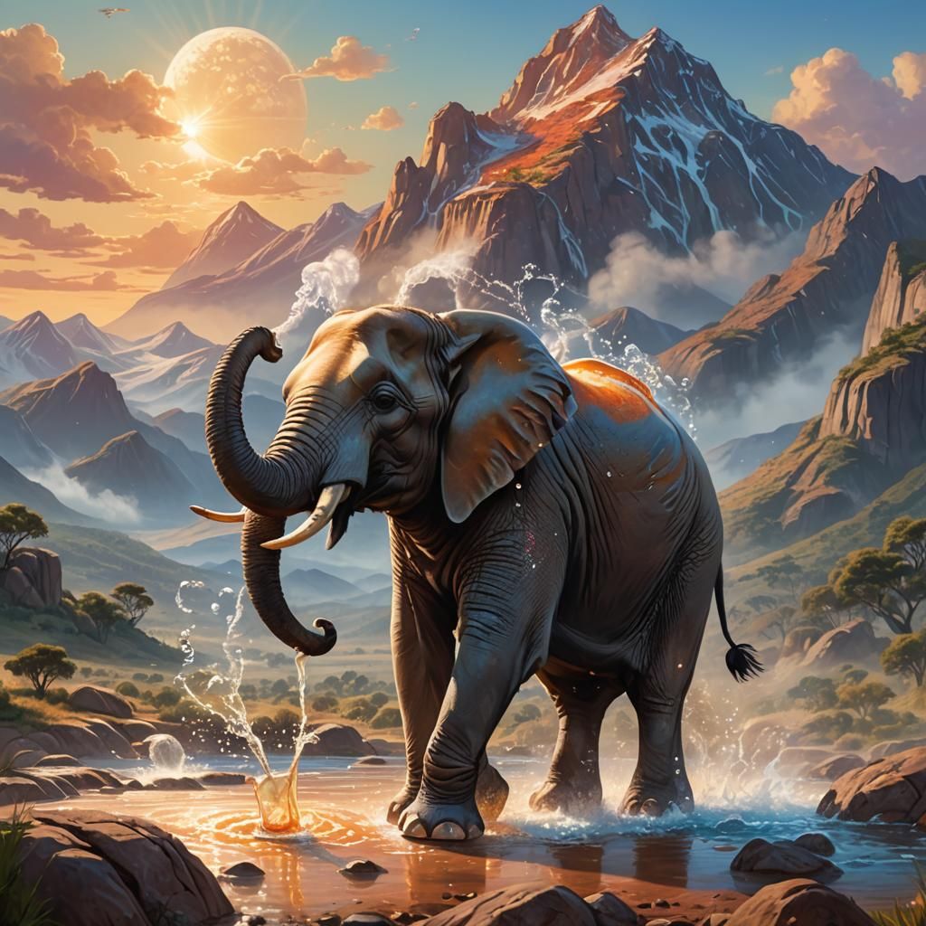 Elephant Makes Soda in Breathtaking Landscape