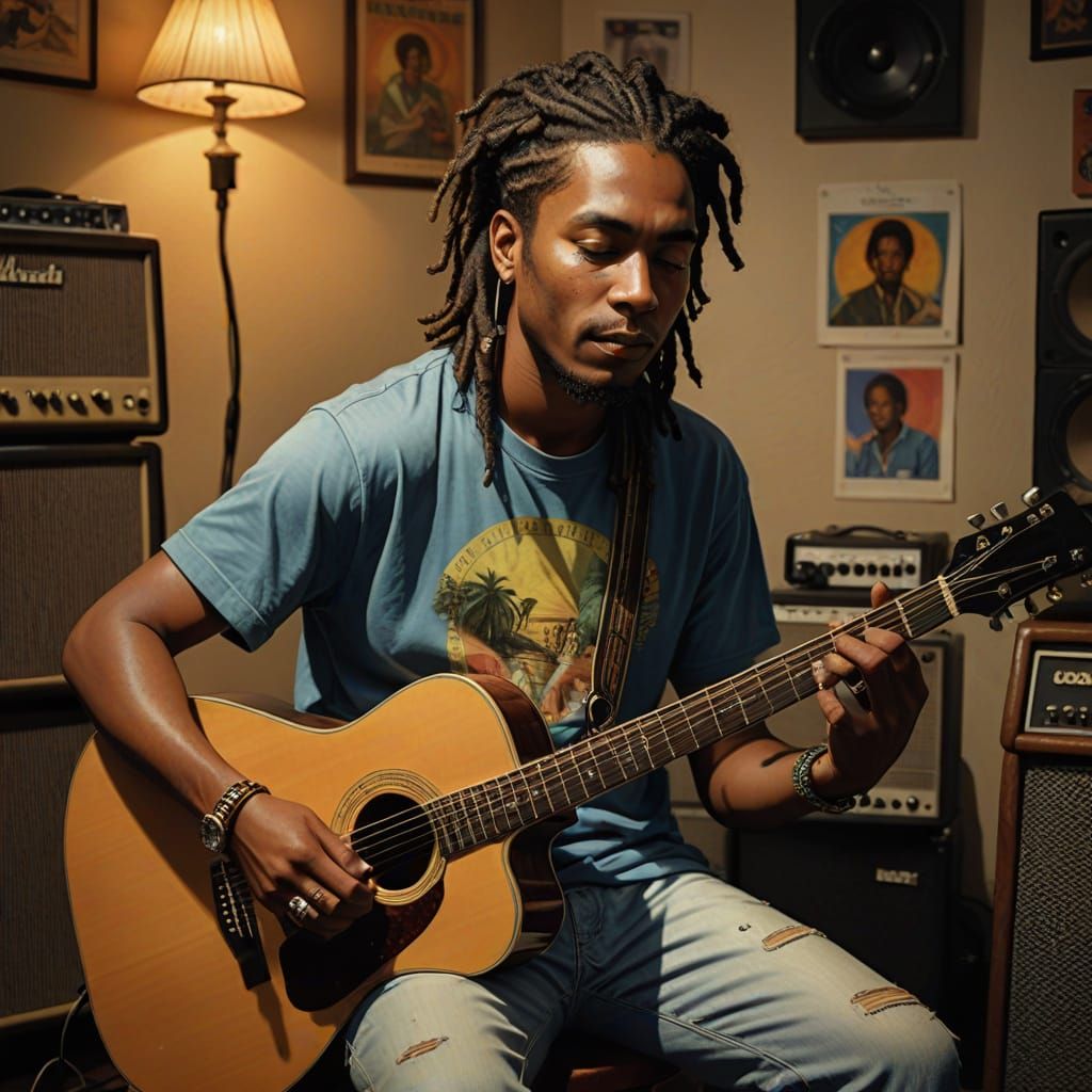 Smooth fretwork by the guitarist as he plays the lead guitar and vocals