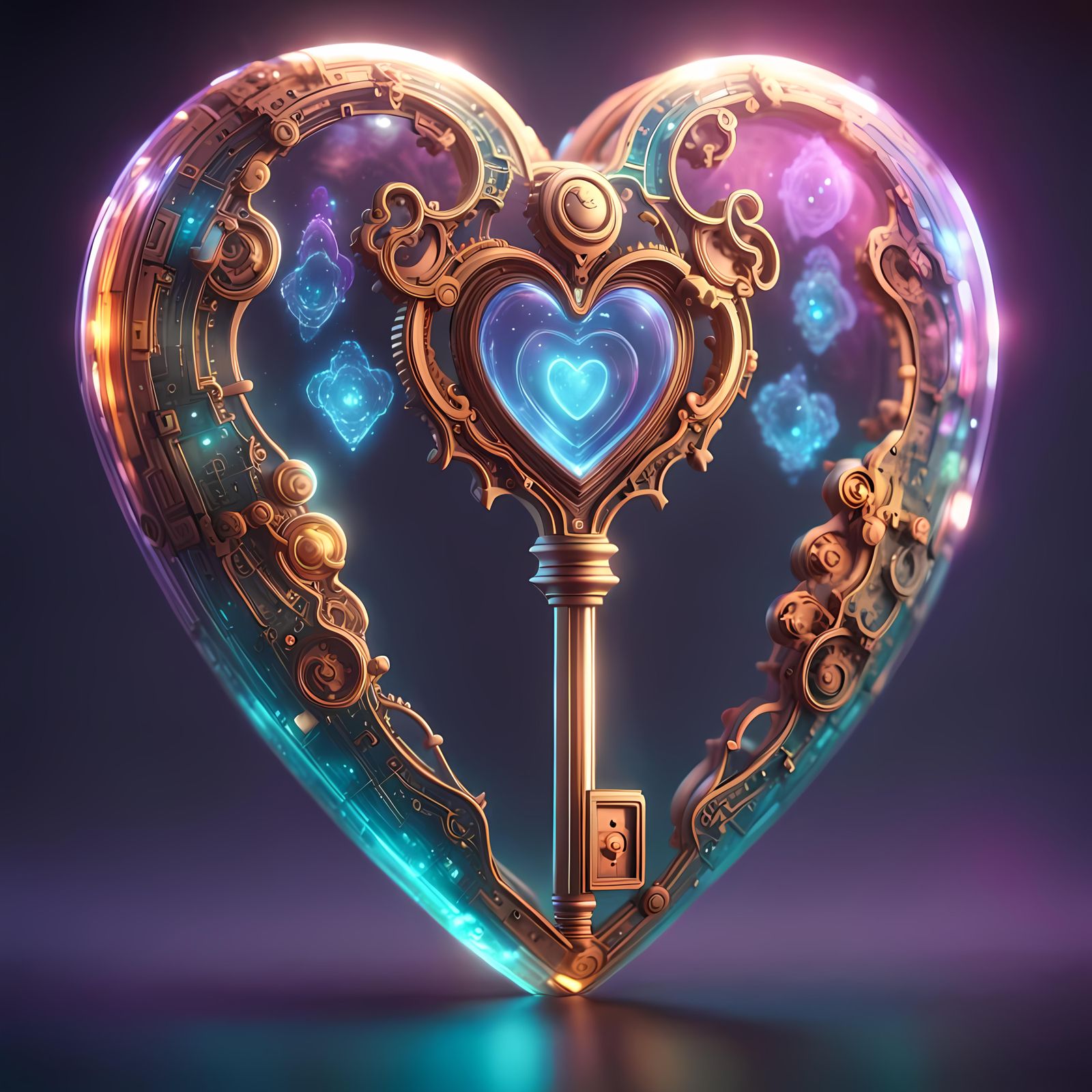 colorful key in the shape of a heart  by @Homosexu-Whale