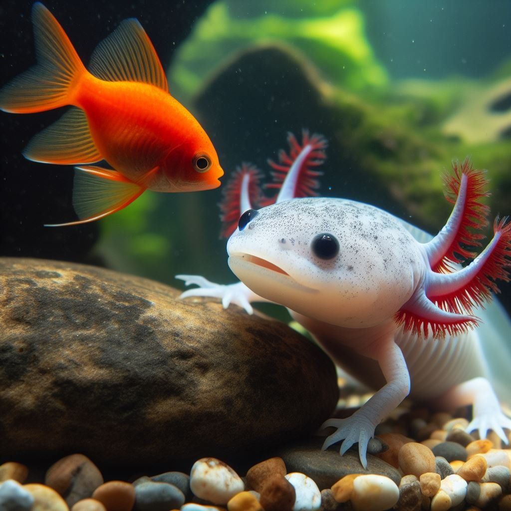 Axolotl in a Crystal Clear Stream