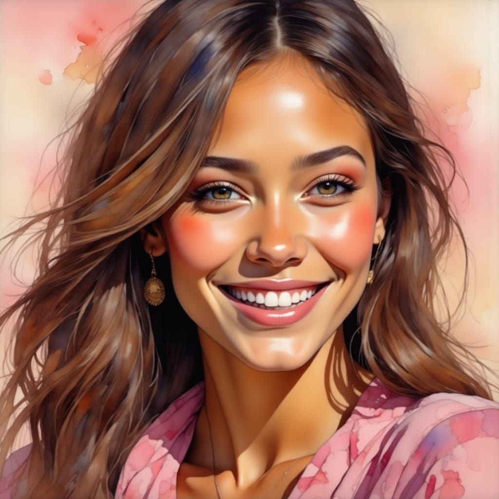 A gorgeous portrait in pink and brown. 
