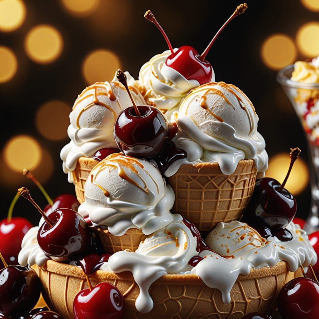 An ice cream sundae,   by @Tilted25