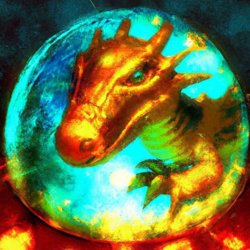 realistic baby dragon, intricate neon_orange-red sparkling g...