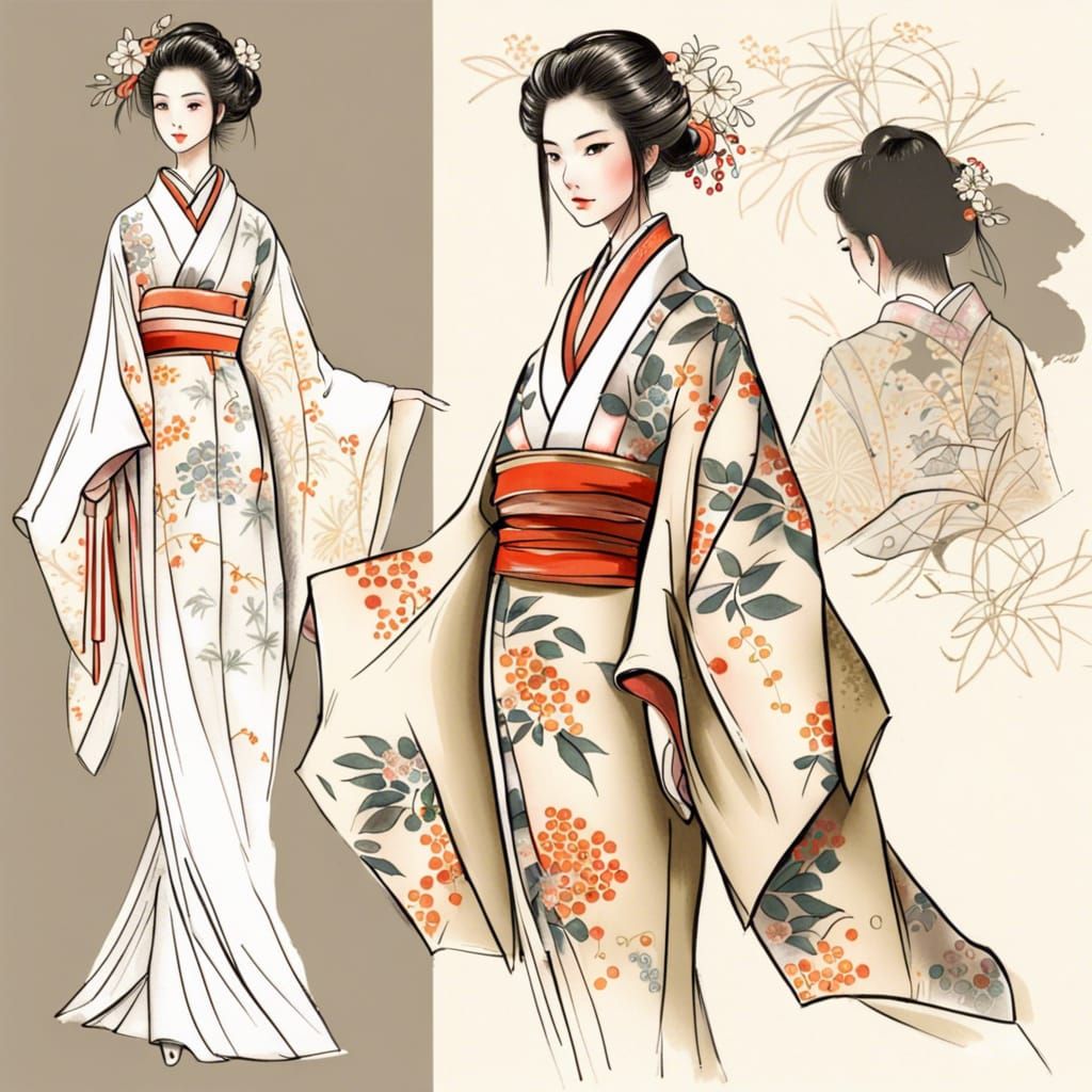 Kimono Design Sketches  by @Sharon Burgess