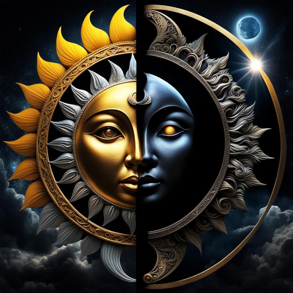 Sun and moon, day and night, light and dark  by @Ailee