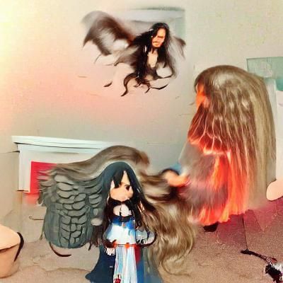 Angel being tormented by her own inner demons