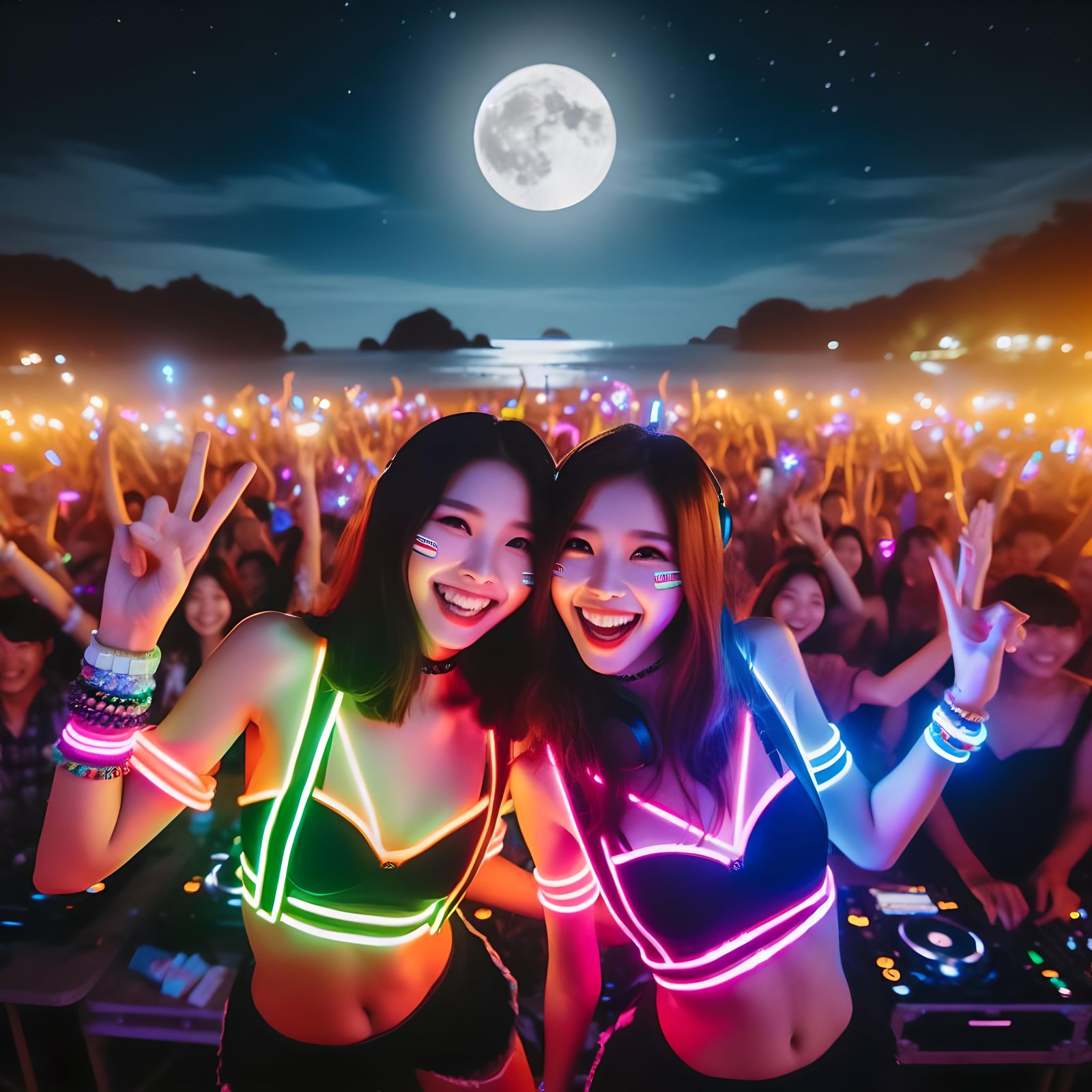 Full moon dance party, Thailand