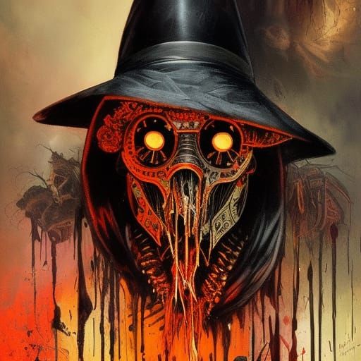 Dark medical horror zombiecore plague doctor concept art by Clive