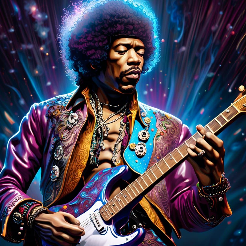 Jimi Hendrix Playing Right Handed  by @Sweeney