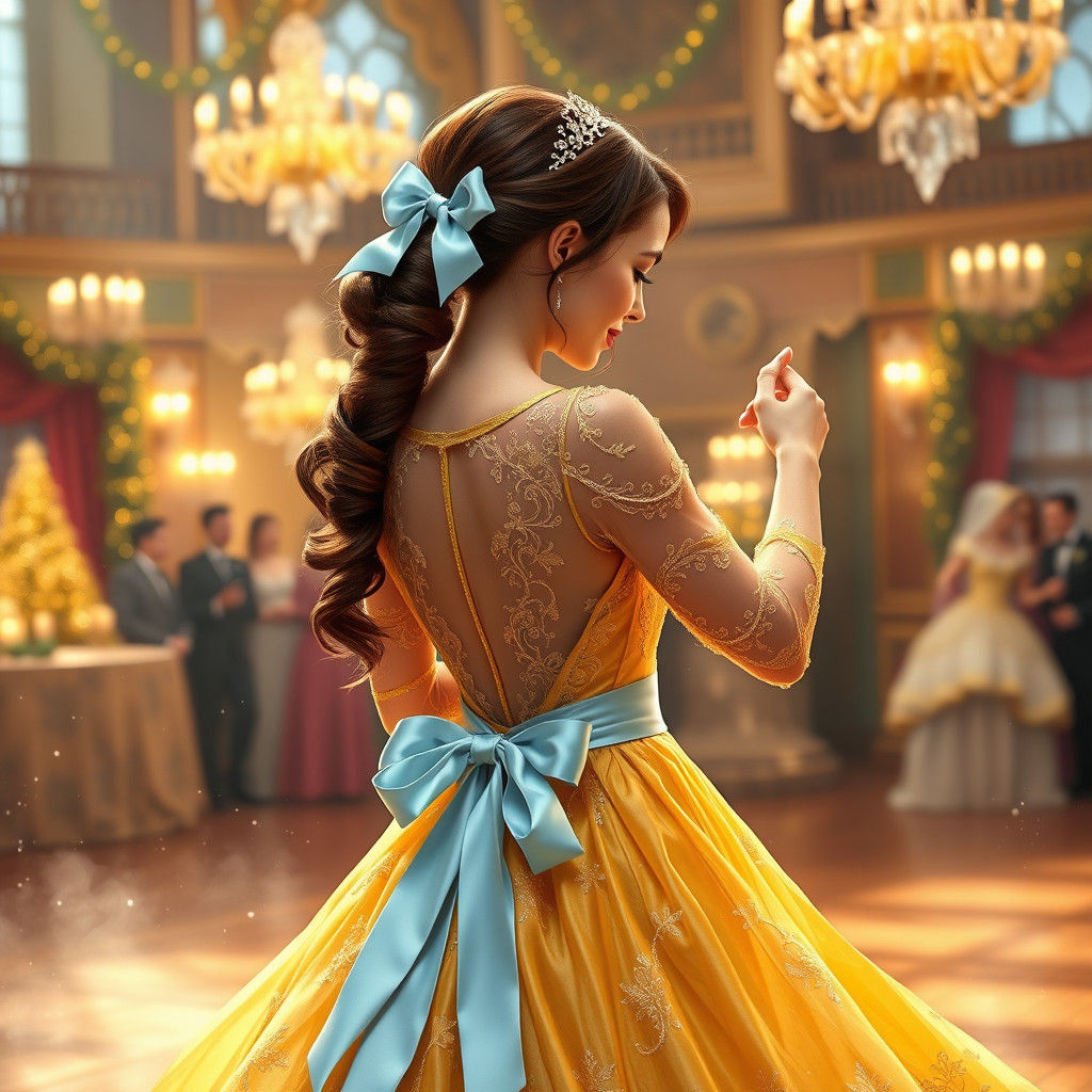 Victorian-Era Christmas Ballroom Romance in a Golden Light