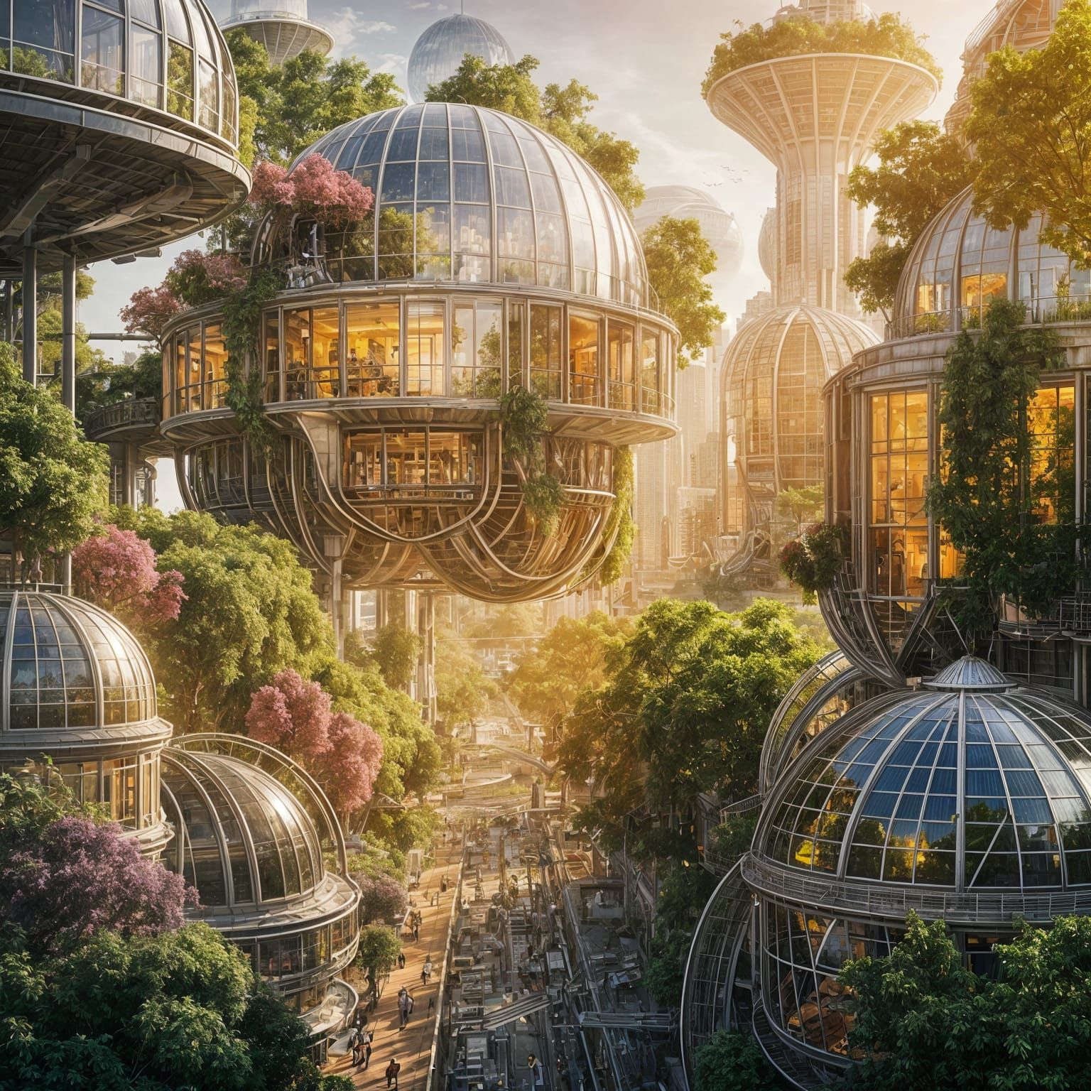 Solarpunk cityscape   by @Tilted25