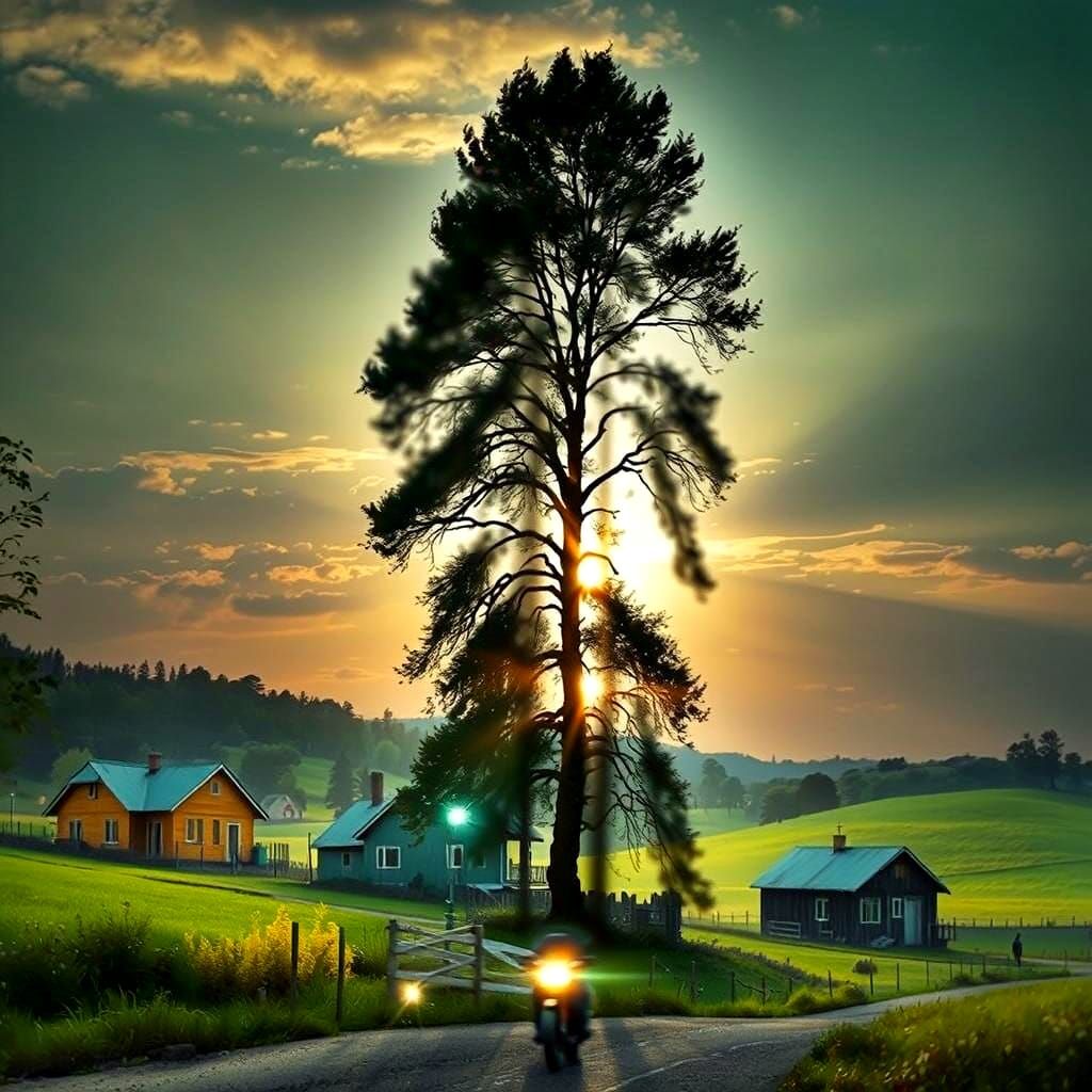 Twilight Countryside Scene in Thriller Style