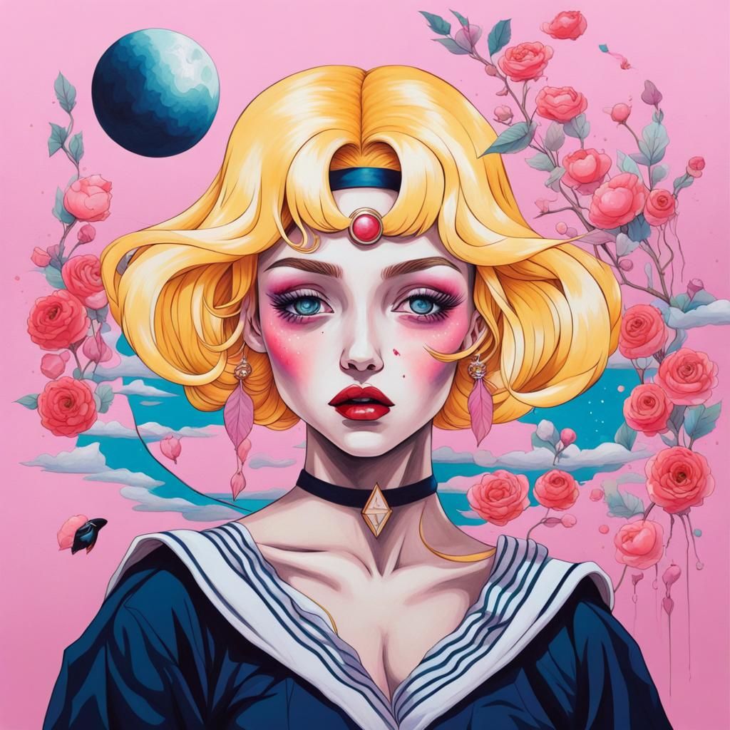 girl under the sun, taking artistic influence from Harumi Hironaka and ...