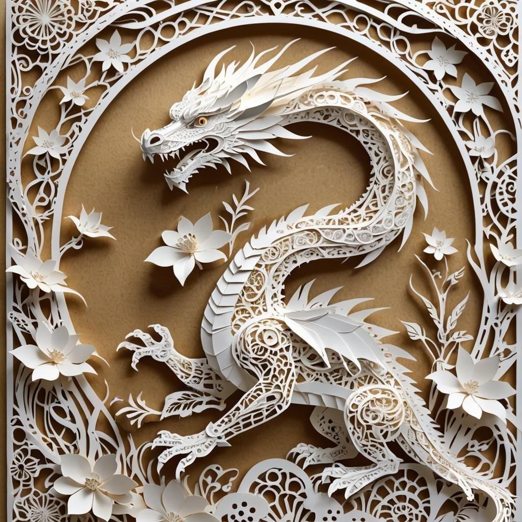 Kirigami Dragon  by @Superbear