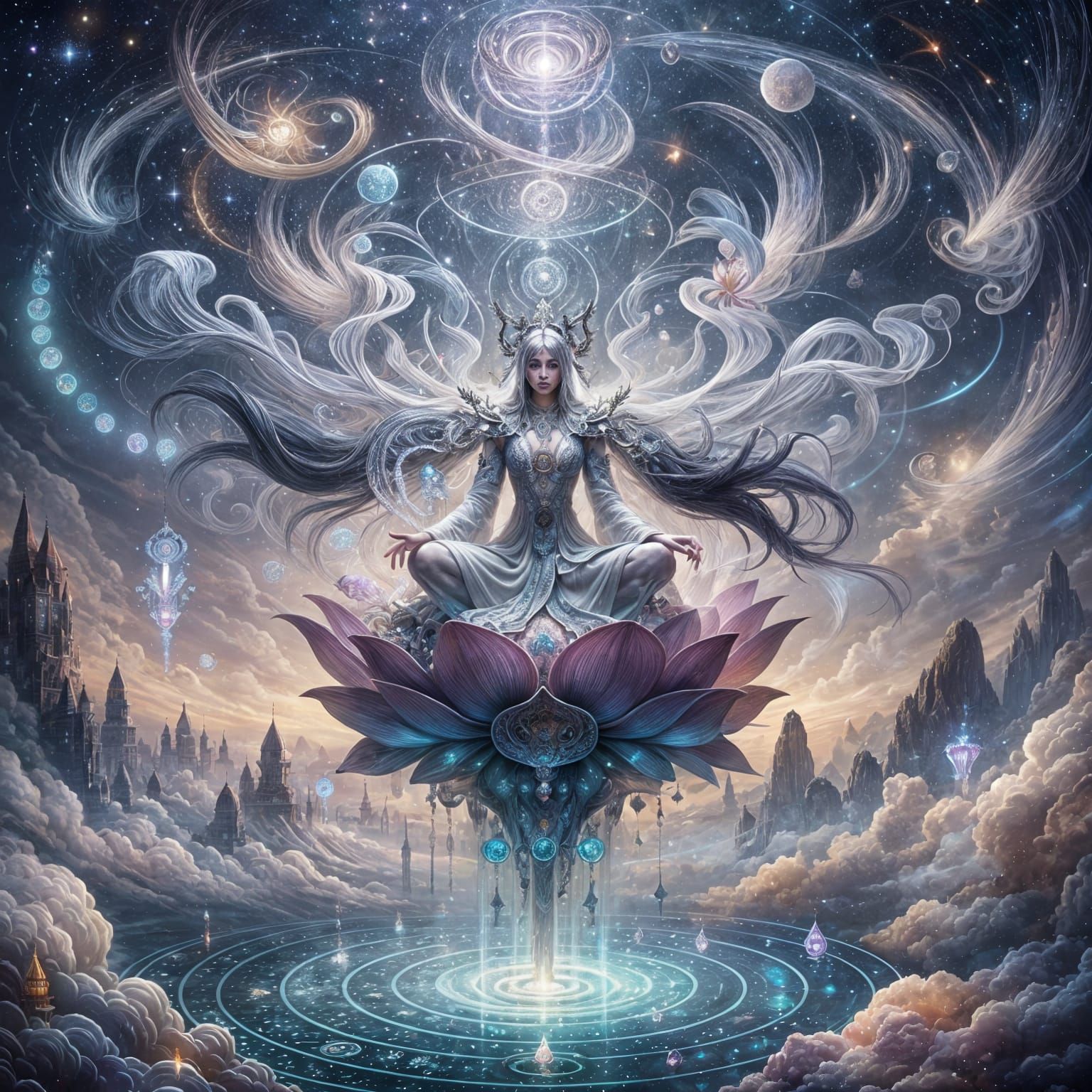 Mystical Cultivator Ascends in Dreamscape Sky
