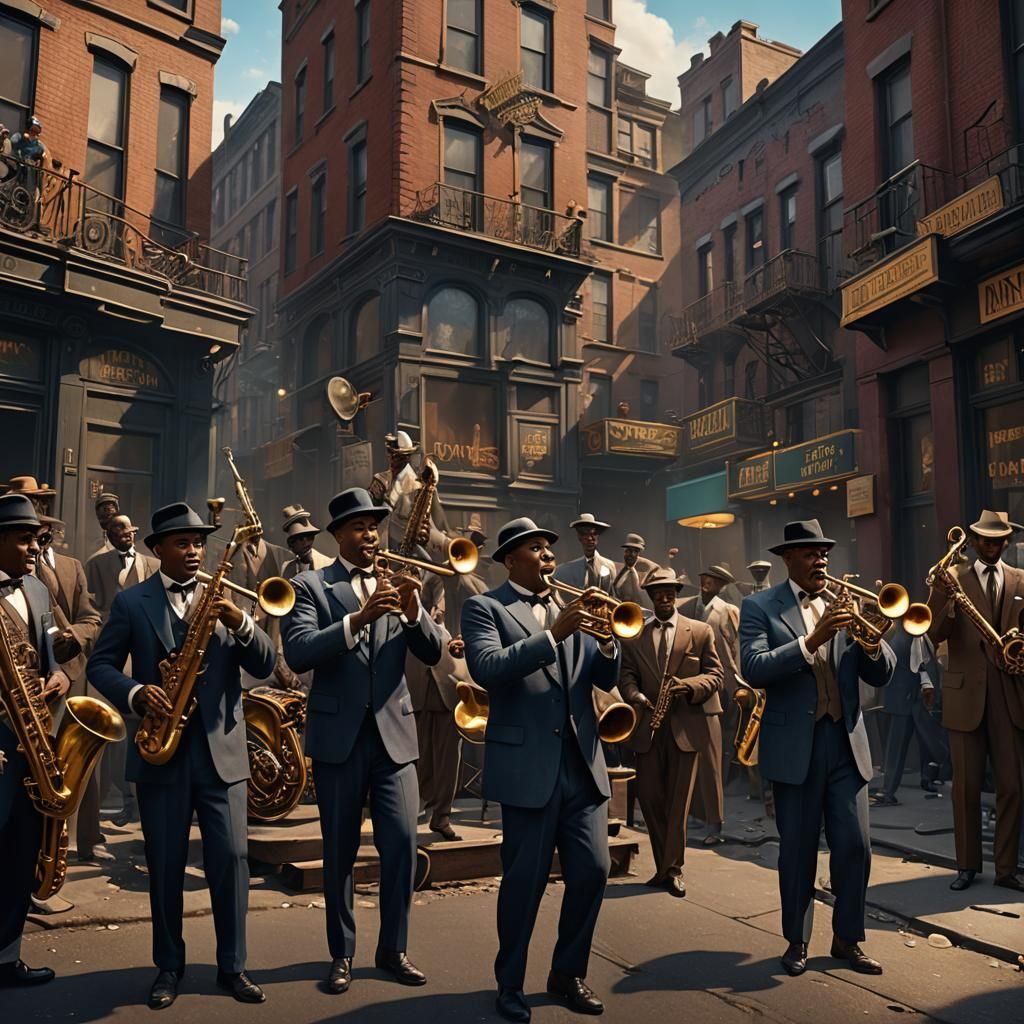 Harlem Renaissance 1920s jazz band with Saxaphone