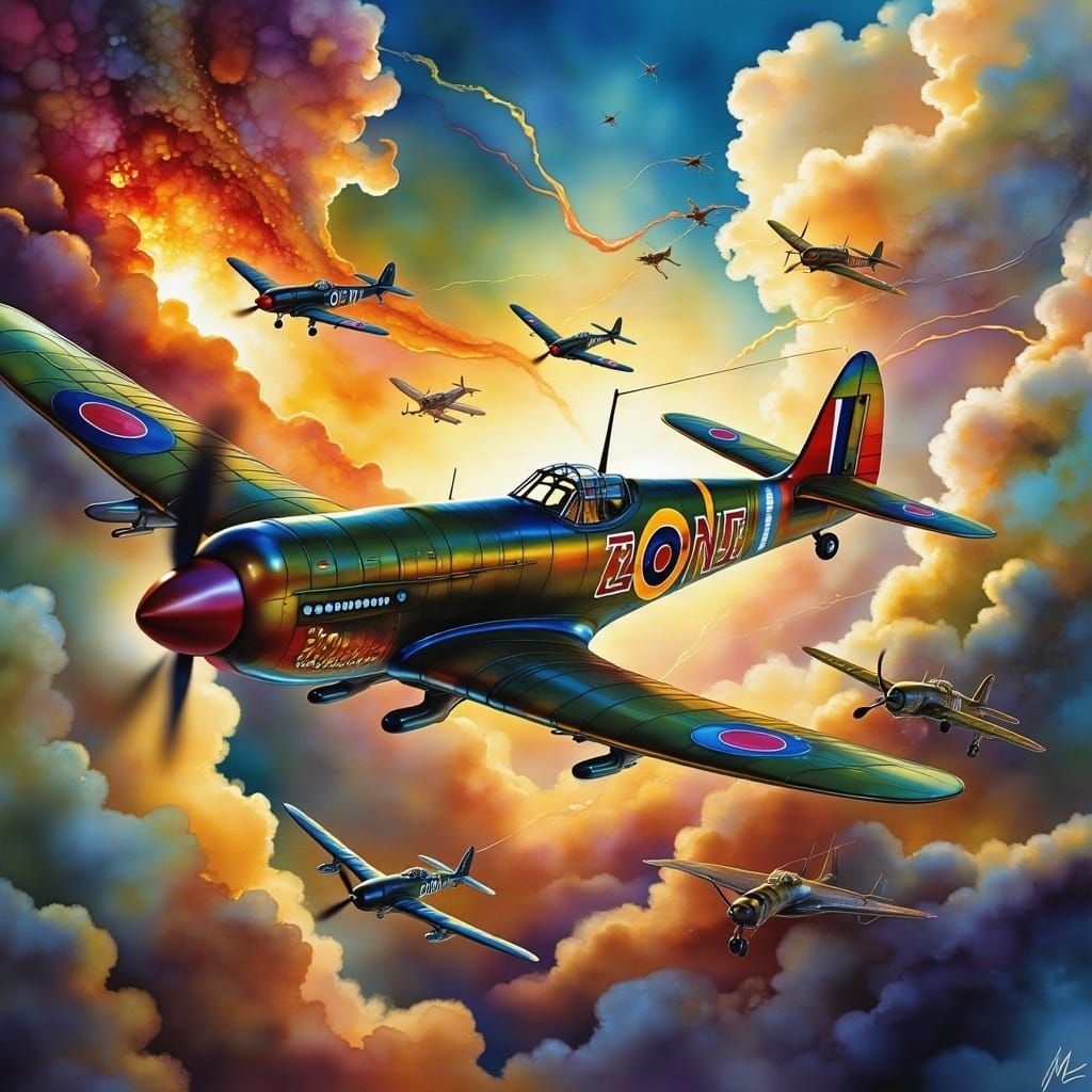 A WWII aerial battle.