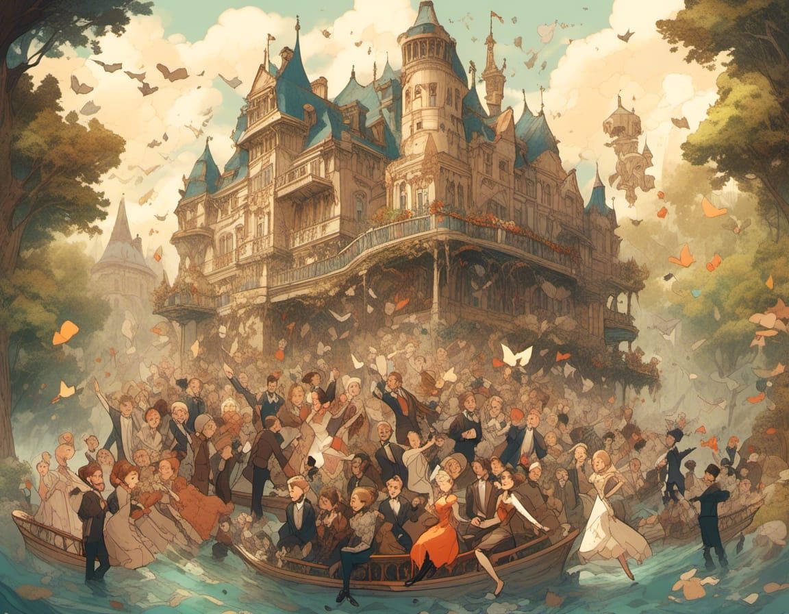 Another fairytale chateau with lots of happy people singing