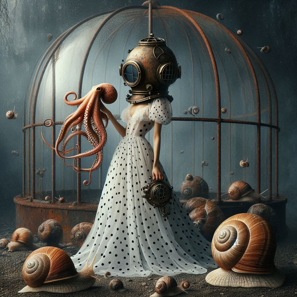 Woman in a White Polka Dress