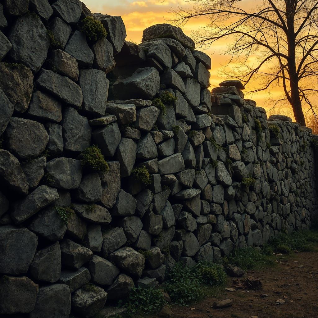Eroding Ancient Barrier in Warm Sunset Light