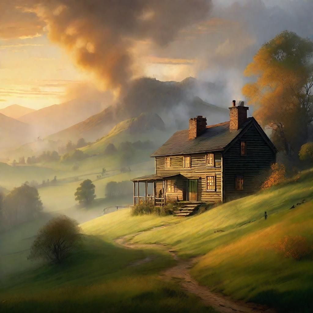 Whimsical Woodland Village in Warm Morning Light