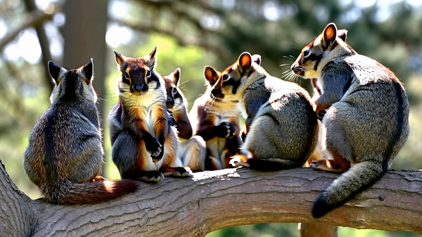 Squirrels talking and gossiping with each other