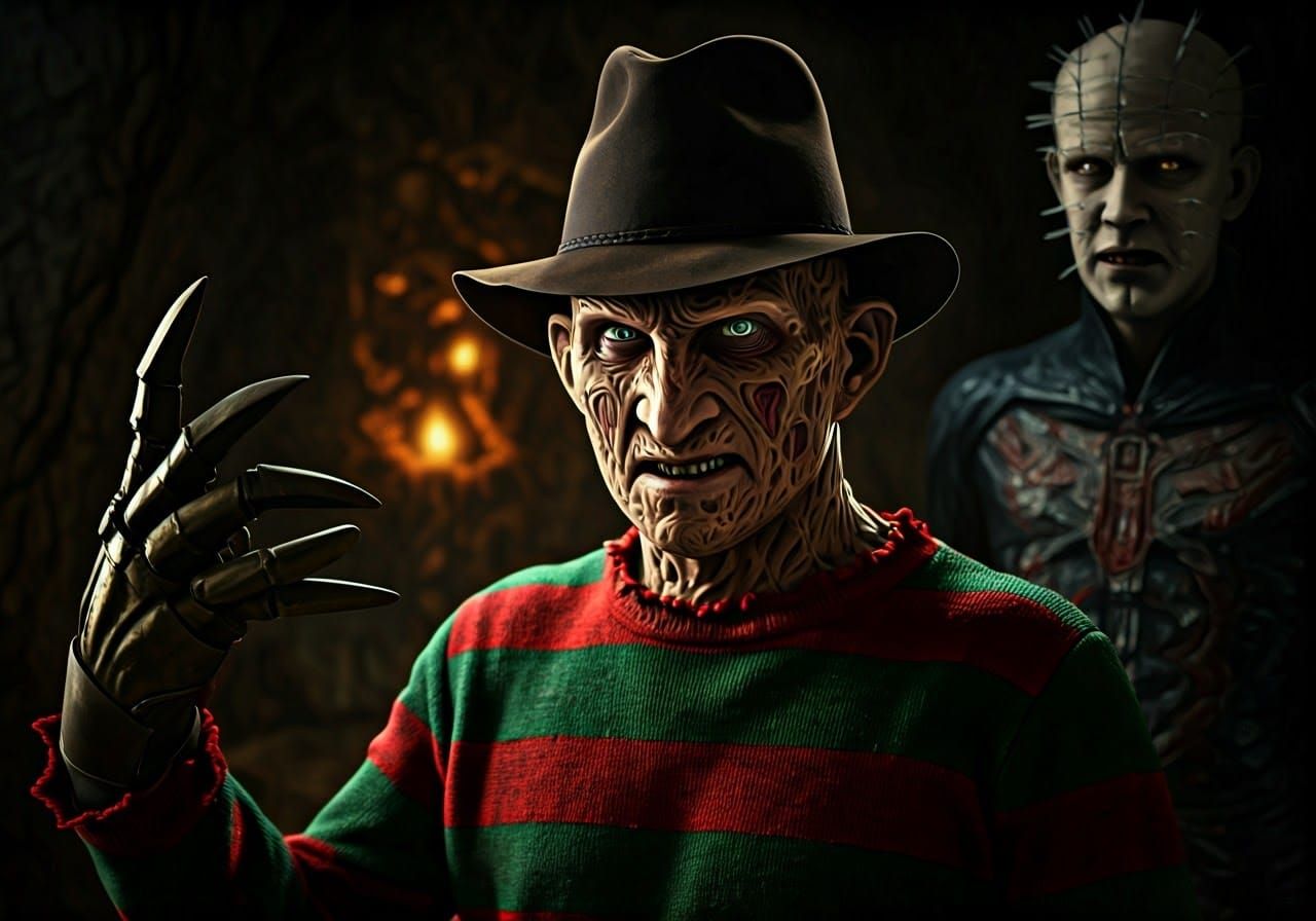 Freddy buddies up with Pinhead  by @EternaSky