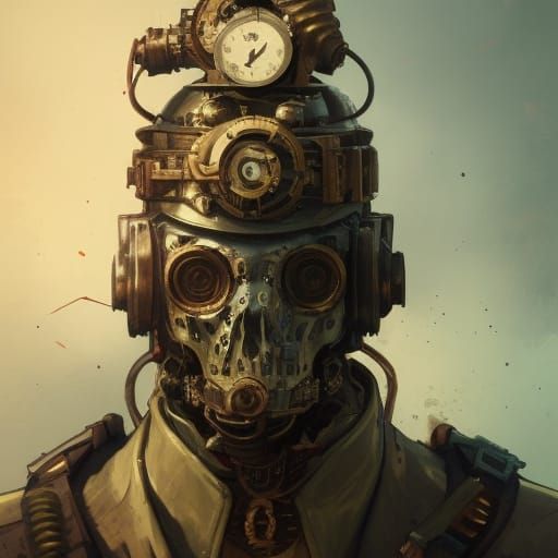 standinng steampunk zombie soldier