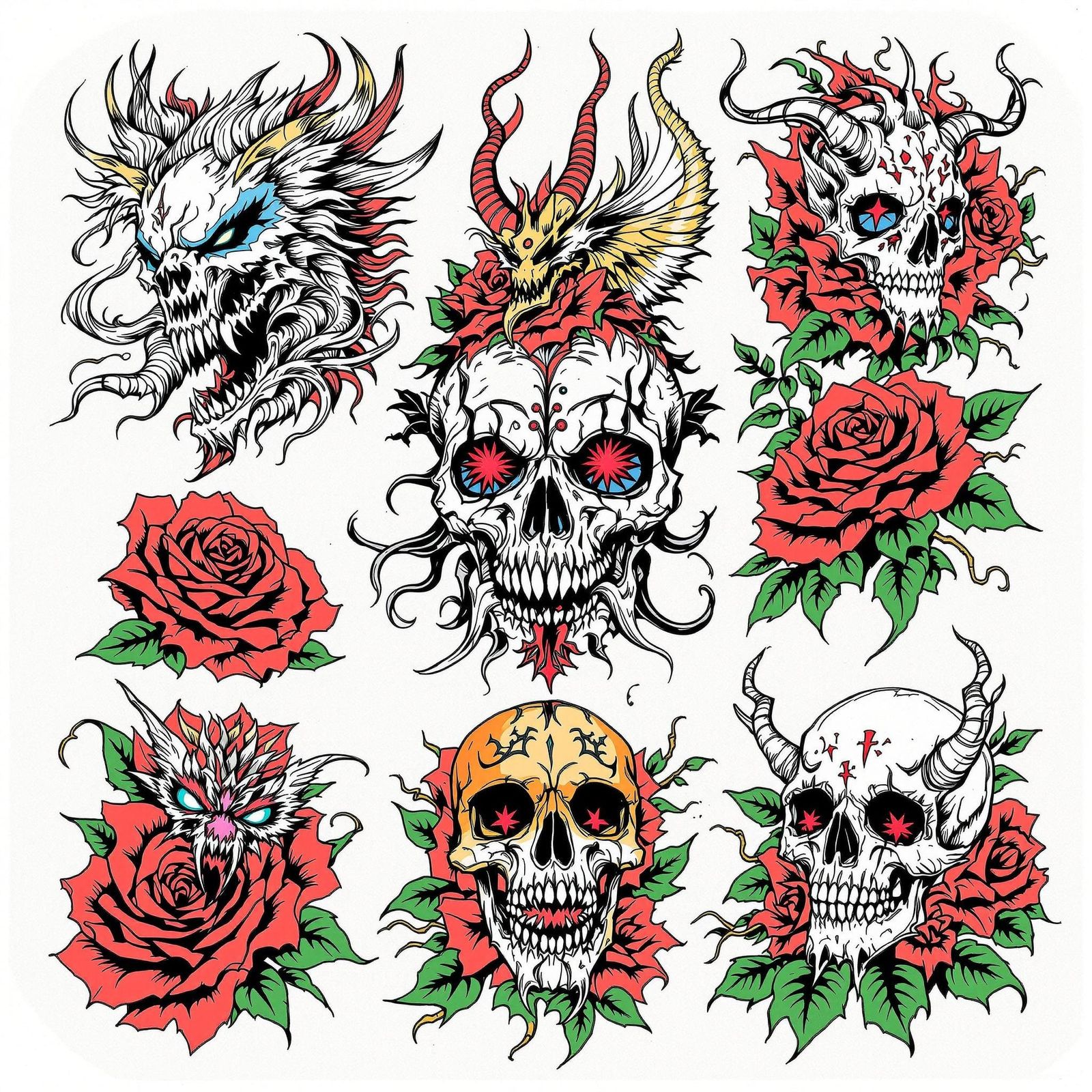 Skull and roses  by @Ockinko