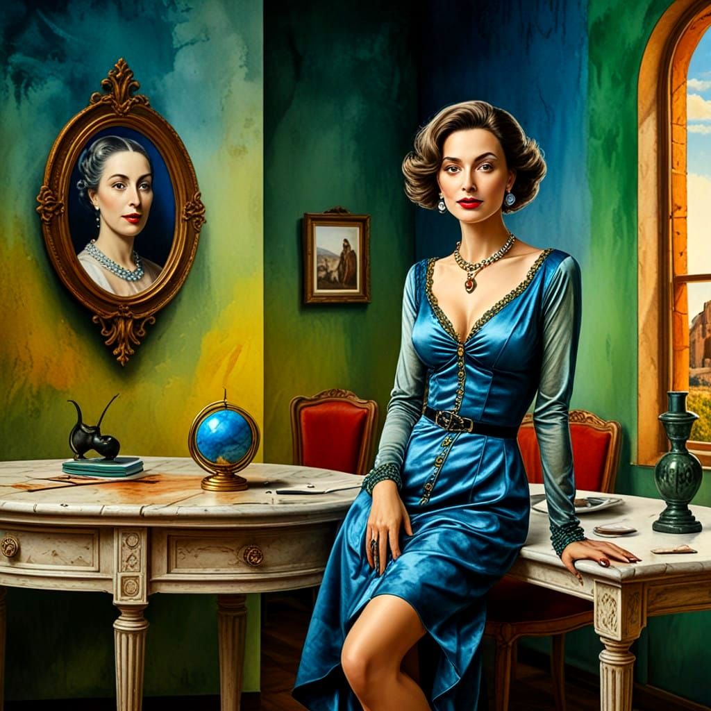 Elegant Lady in a Dreamlike Scene