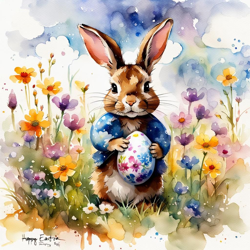 Easterbunny with an easteregg  by @Elly 